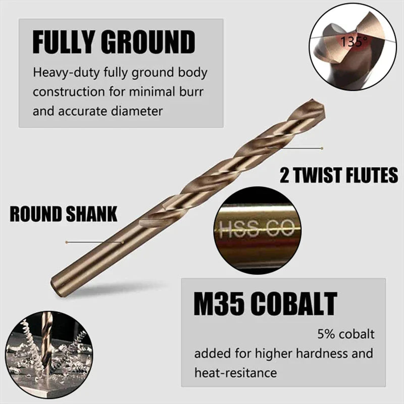 M35 5% Cobalt Twist Drill Bit Set 3/4/5/6 mm - KobaltBohr-State of Style