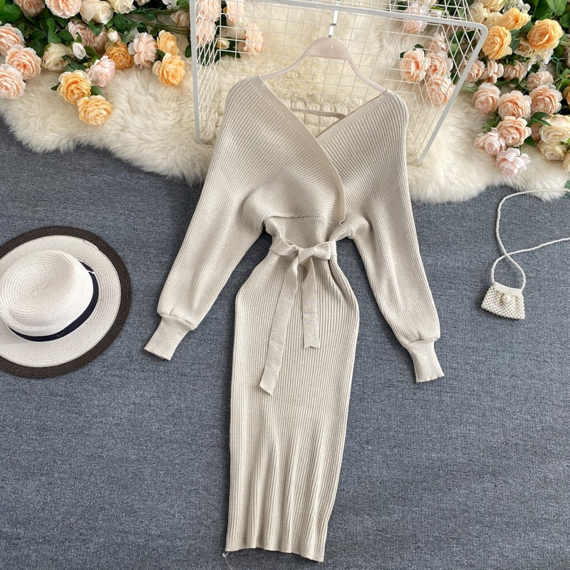 Margje Dress | Stylish Knitted Dress for Women-Apricot-One size fits all-State of Style