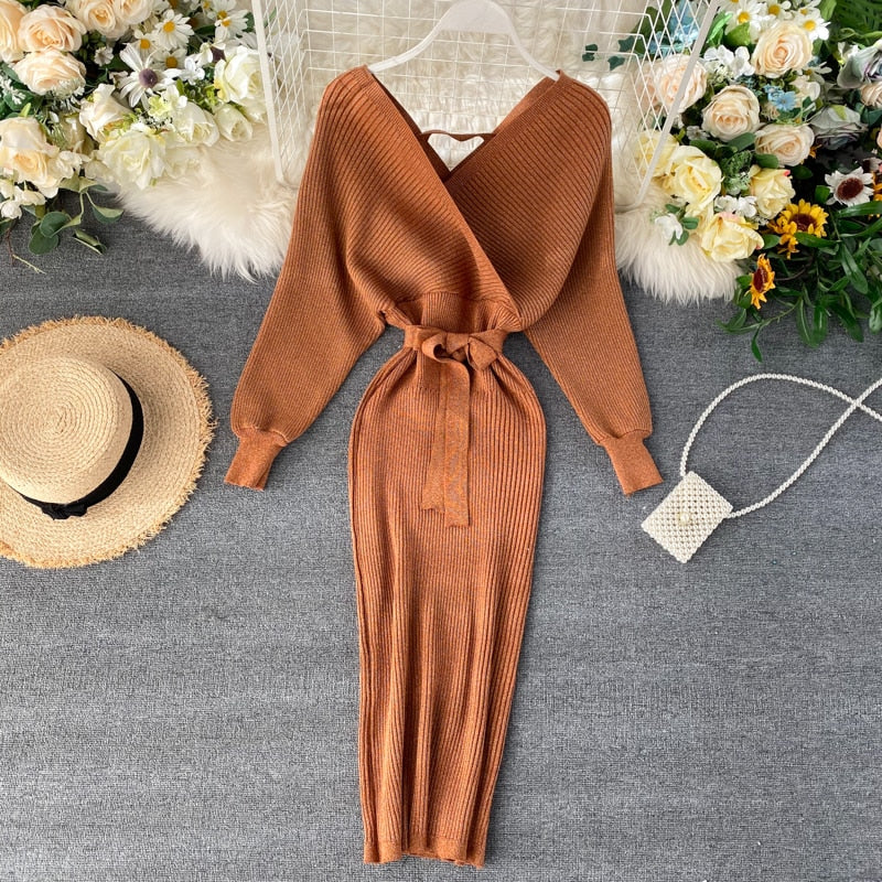 Margje Dress | Stylish Knitted Dress for Women-Caramel-One size fits all-State of Style