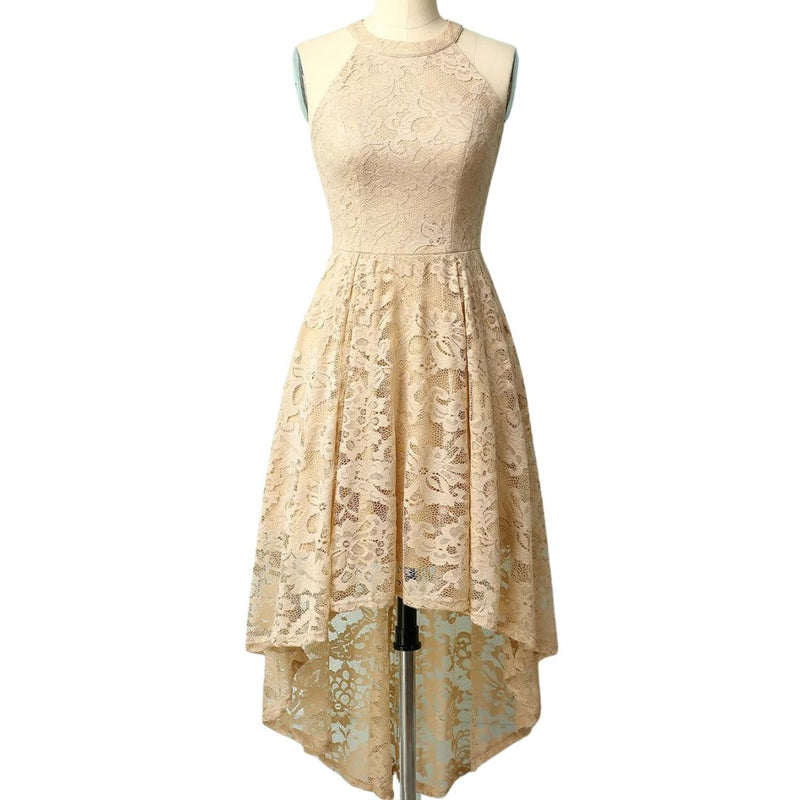 Marie Asymmetrical Hem Halter Dress | Chic and Unique-Champagne-XS-State of Style