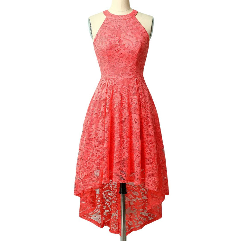 Marie Asymmetrical Hem Halter Dress | Chic and Unique-Coral-XS-State of Style