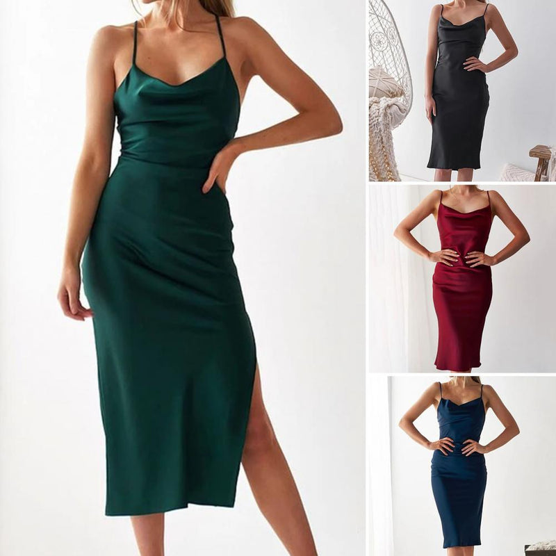 Matilda's Dress | Elegant Satin Dress for Women-Dark Green-S-State of Style