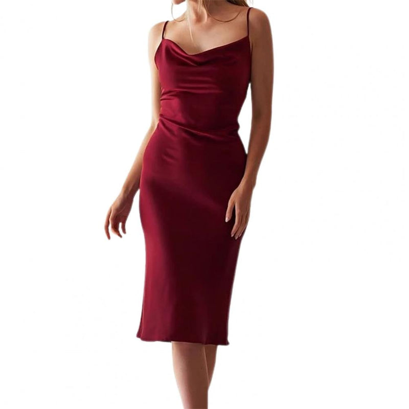 Matilda's Dress | Elegant Satin Dress for Women-Wine Red-S-State of Style