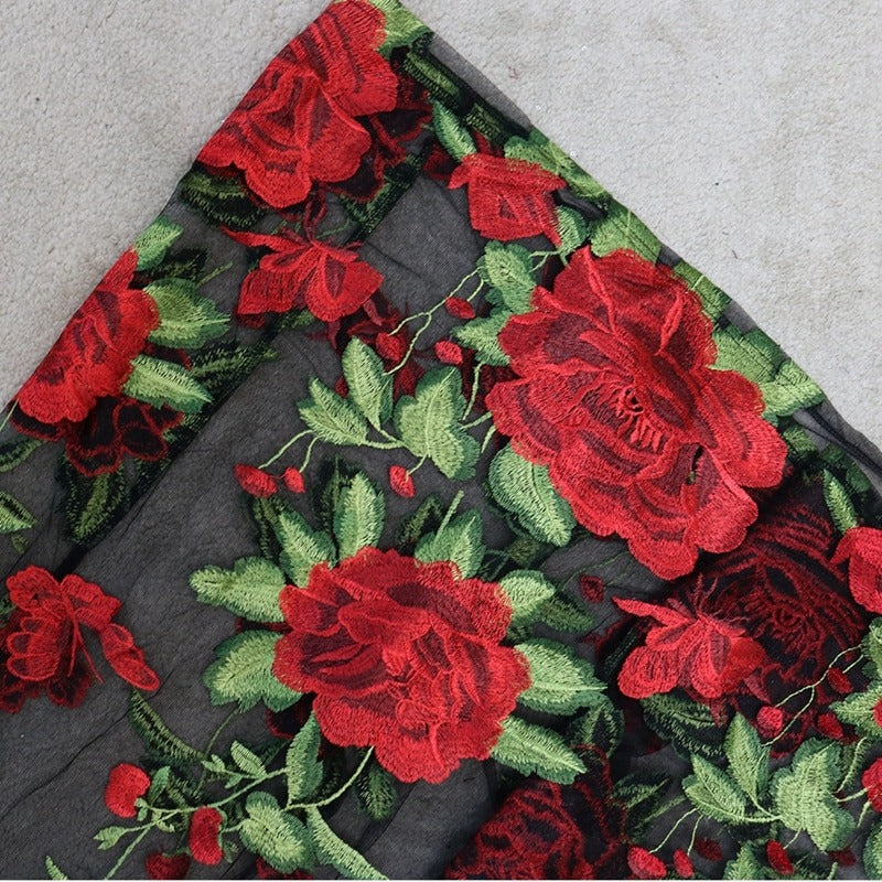 Maxi dress with floral embroidery and spaghetti straps – Rosalie-S-State of Style