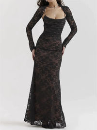 Maxi Dress with Lace and Strap - Lena-Black-XS-State of Style