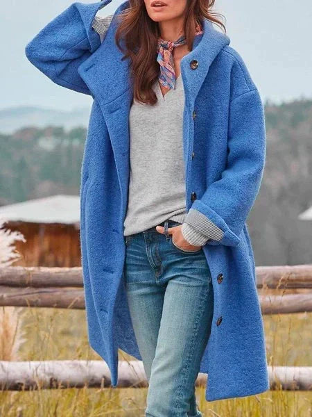 Maxi Hooded Coat for Women - Isabella-Sapphire Blue-S-State of Style