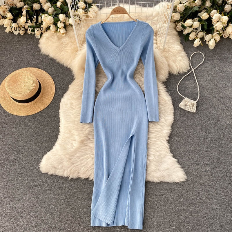 MeasDress I Knitted Dress For Women | Stylish & Comfortable-Blue-One size-State of Style