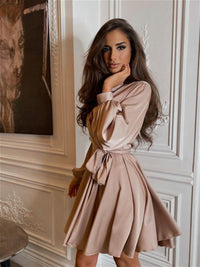 Megan's Dress | Elegant Satin Dress for Women-Brown-S-State of Style