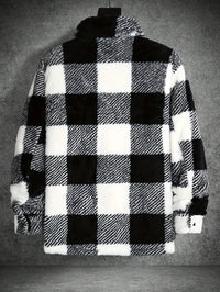 Men's Black and White Checked Fleece Jacket - Riley-S-State of Style