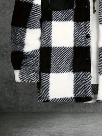 Men's Black and White Checked Fleece Jacket - Riley-S-State of Style