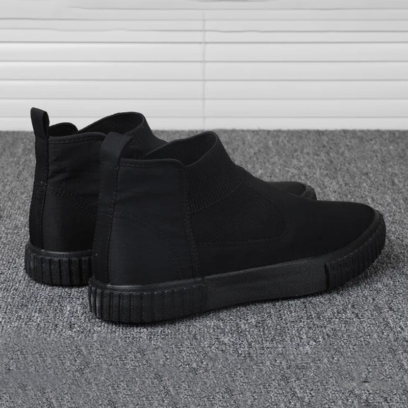 Men's Canvas Sneakers with High-Top Design – Lennard-Black-6-State of Style