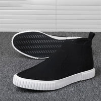 Men's Canvas Sneakers with High-Top Design – Lennard-Black White-6-State of Style