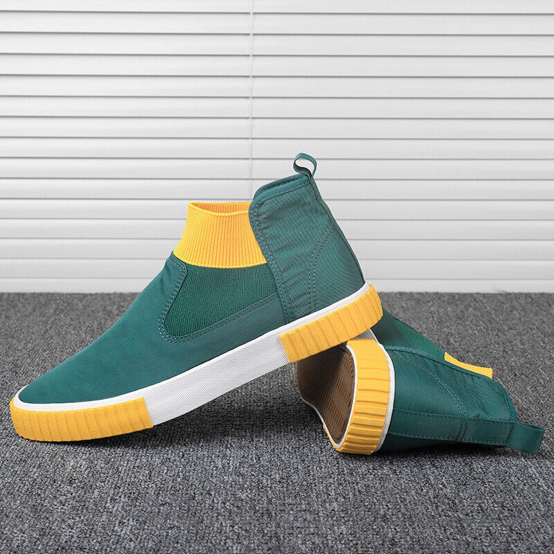 Men's Canvas Sneakers with High-Top Design – Lennard-Green Yellow-6-State of Style