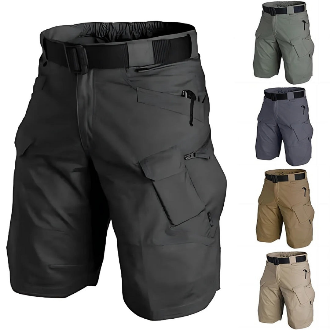 Men's cargo shorts with 7 pockets & free belt – Taro-Black + Belt-S-State of Style