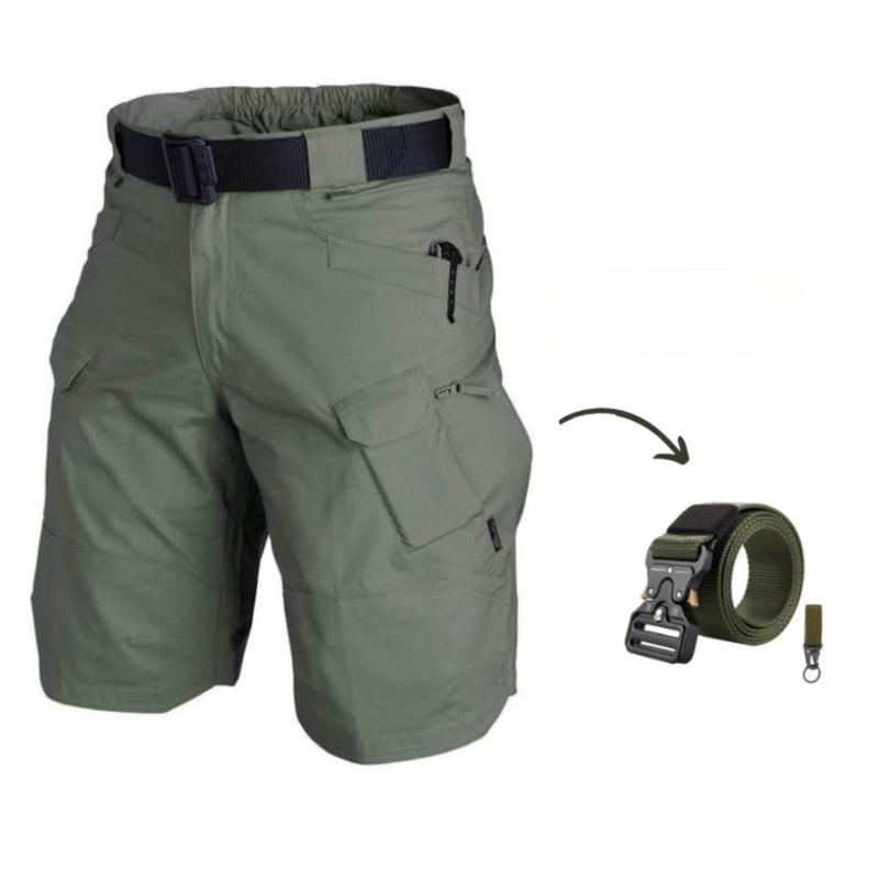Men's cargo shorts with 7 pockets & free belt – Taro-Green + Belt-S-State of Style