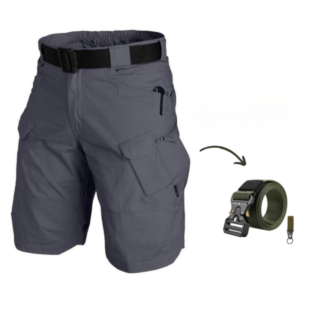 Men's cargo shorts with 7 pockets & free belt – Taro-Grey + belt-S-State of Style