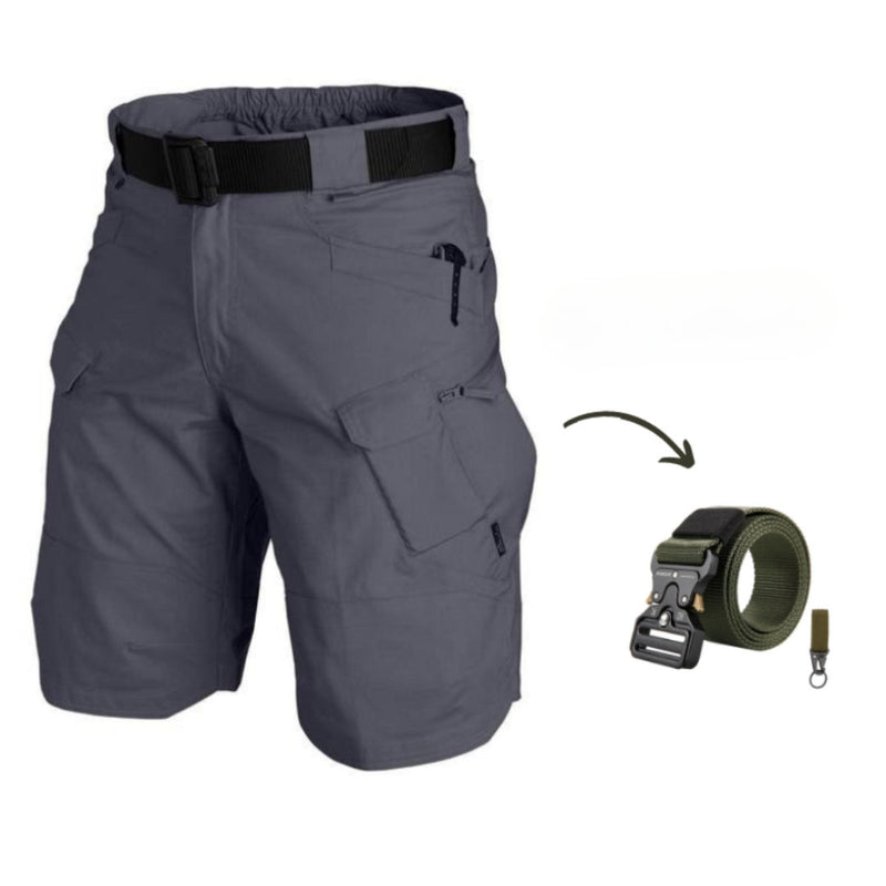 Men's cargo shorts with 7 pockets & free belt – Taro-Grey + belt-S-State of Style