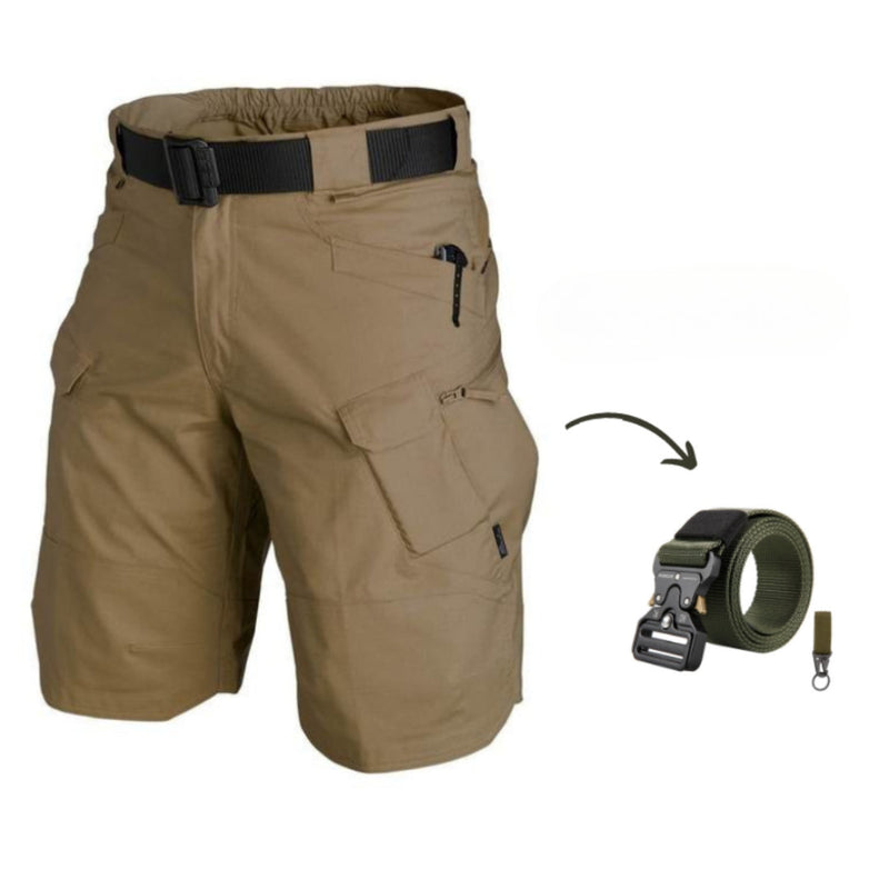 Men's cargo shorts with 7 pockets & free belt – Taro-Khaki + belt-S-State of Style
