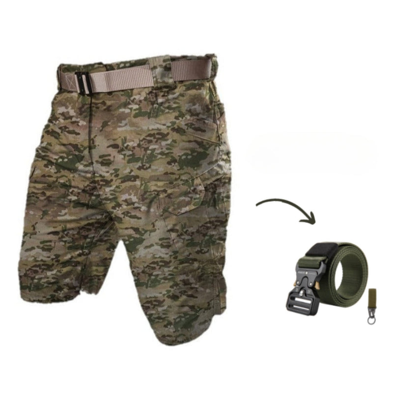 Men's cargo shorts with 7 pockets & free belt – Taro-Light green + belt-S-State of Style
