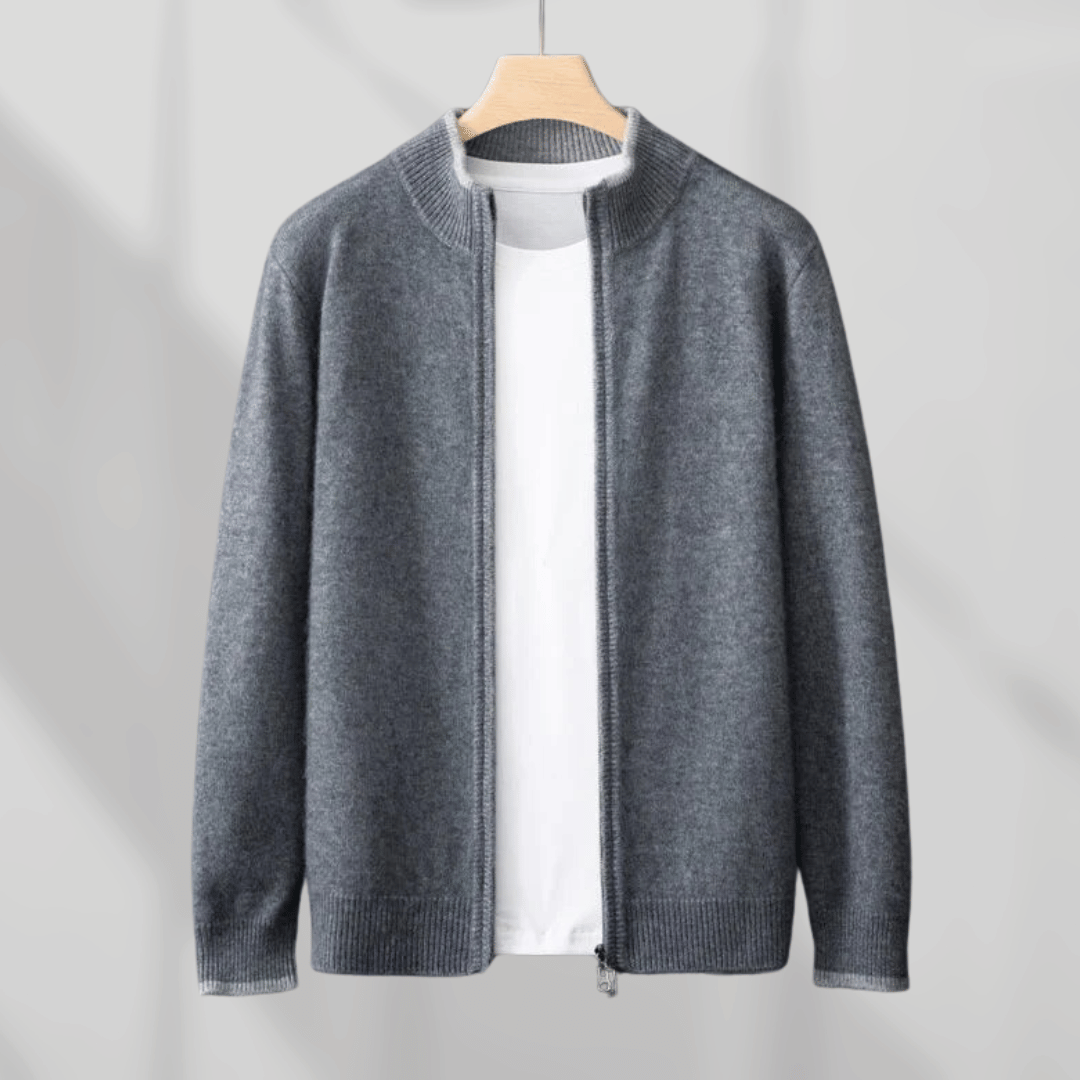 Men's Cashmere Zip Jacket – Laurent-Dark grey-S-State of Style