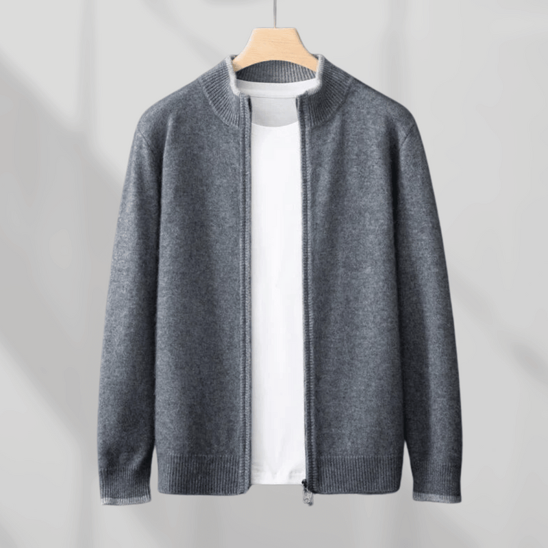 Men's Cashmere Zip Jacket – Laurent-Dark grey-S-State of Style