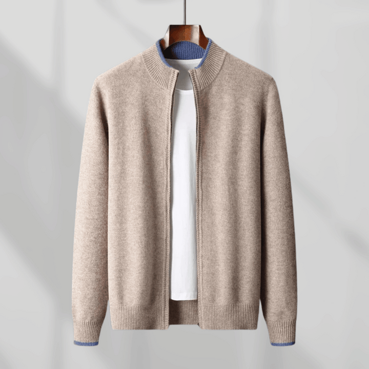 Men's Cashmere Zip Jacket – Laurent-Khaki-S-State of Style