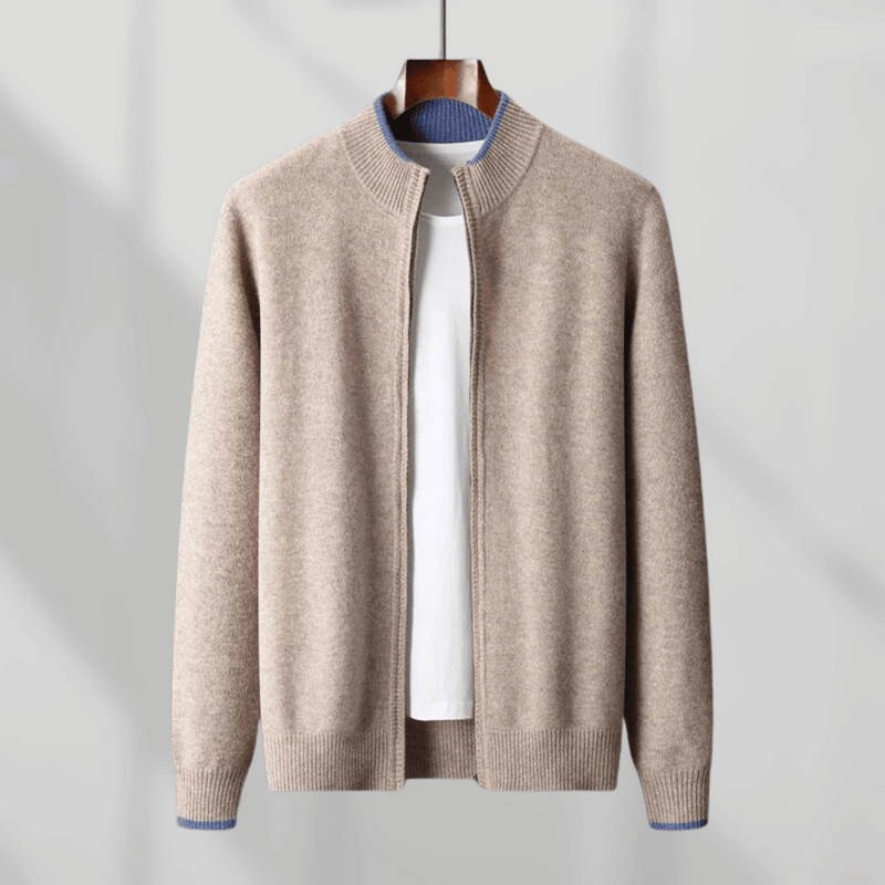 Men's Cashmere Zip Jacket – Laurent-Khaki-S-State of Style