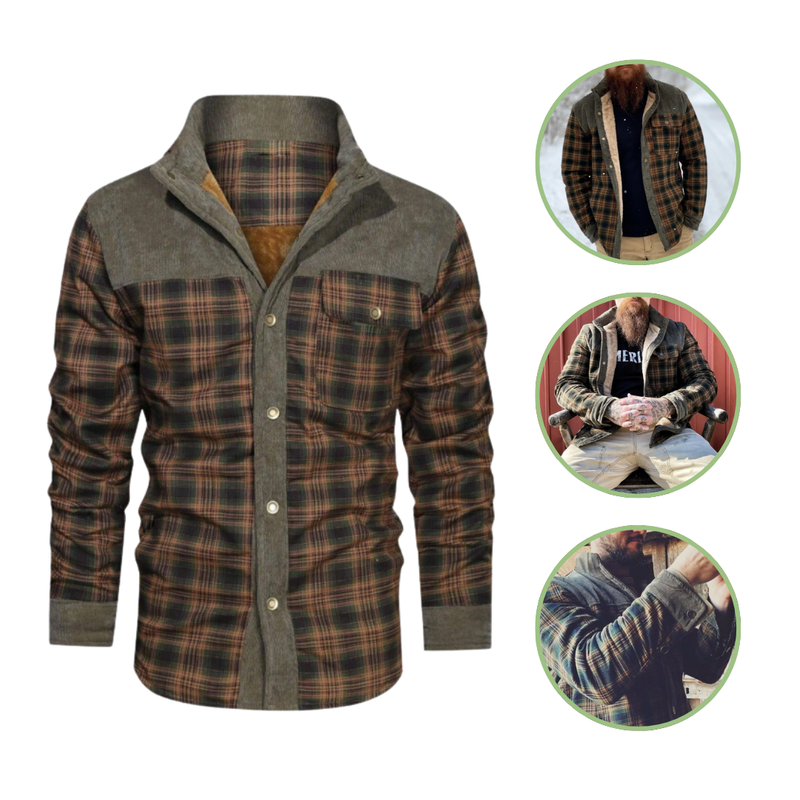Men’s Checked Outdoor Jacket - Mason-Army Green-S-State of Style
