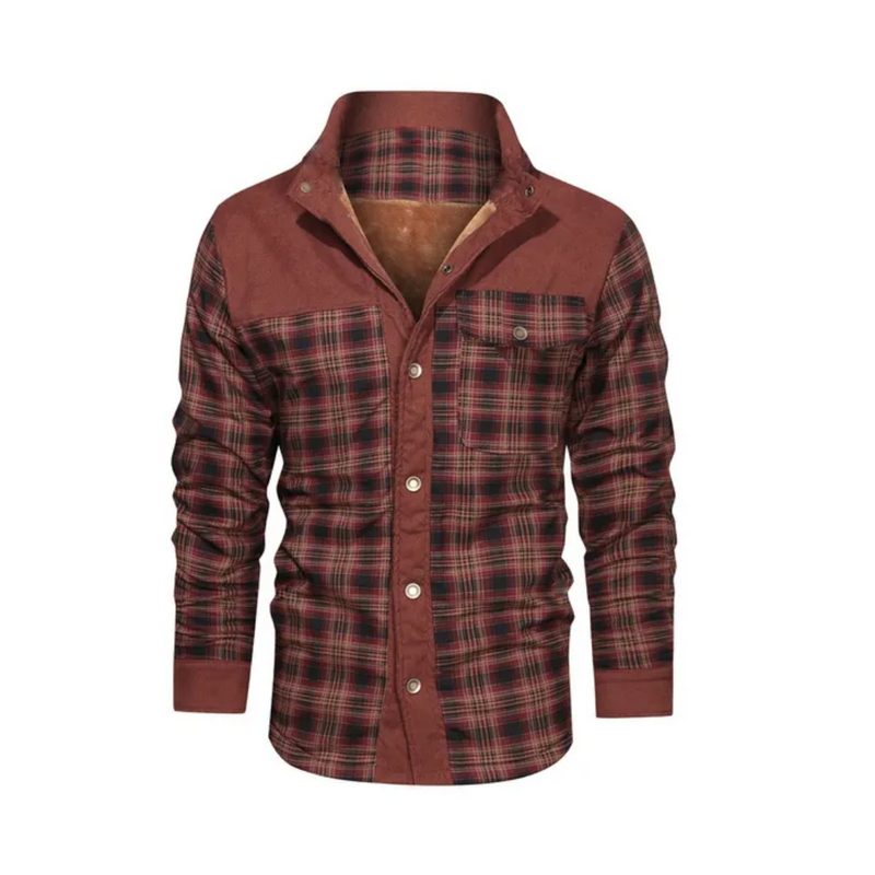 Men’s Checked Outdoor Jacket - Mason-Dark Red-S-State of Style