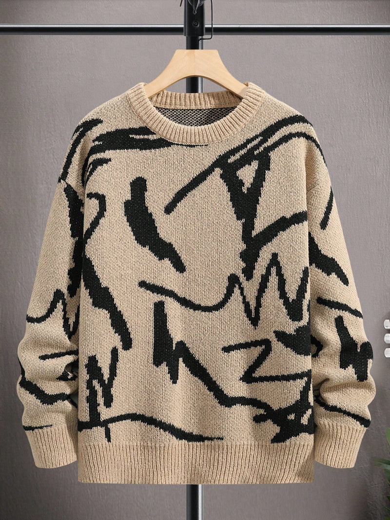 Men’s Graphic Print Sweater - Arvid-Apricot-S-State of Style