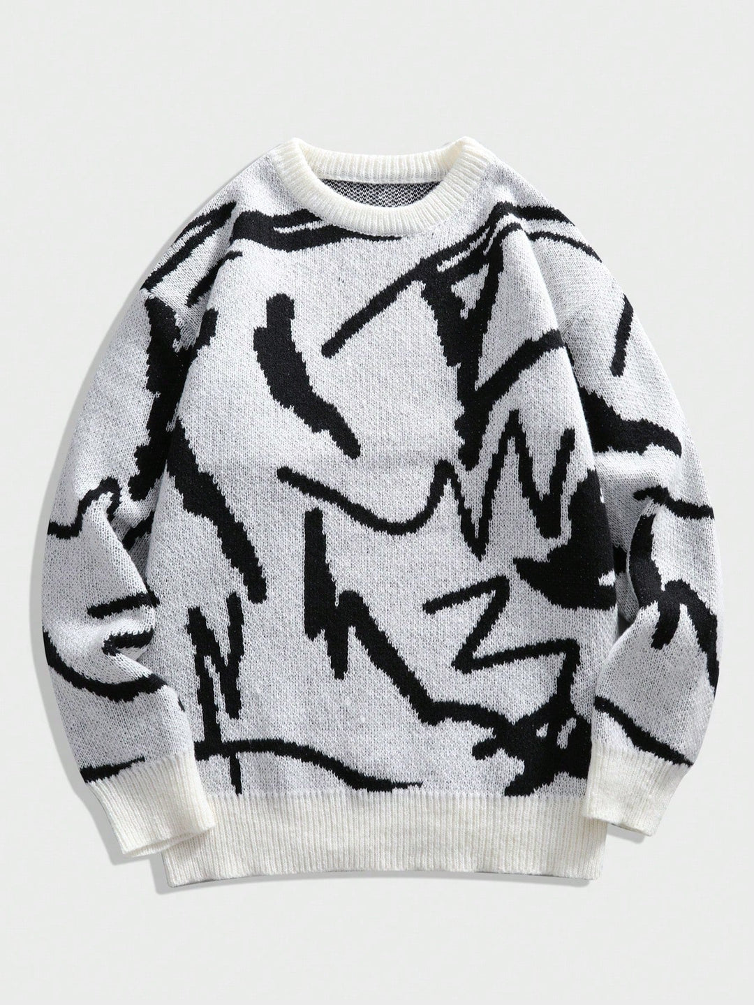 Men’s Graphic Print Sweater - Arvid-Black & White-S-State of Style