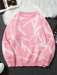 Men’s Graphic Print Sweater - Arvid-Pink-S-State of Style