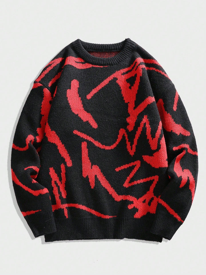 Men’s Graphic Print Sweater - Arvid-Red-S-State of Style