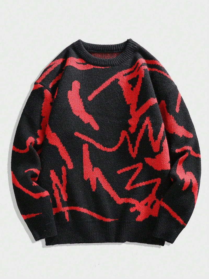 Men’s Graphic Print Sweater - Arvid-Red-S-State of Style