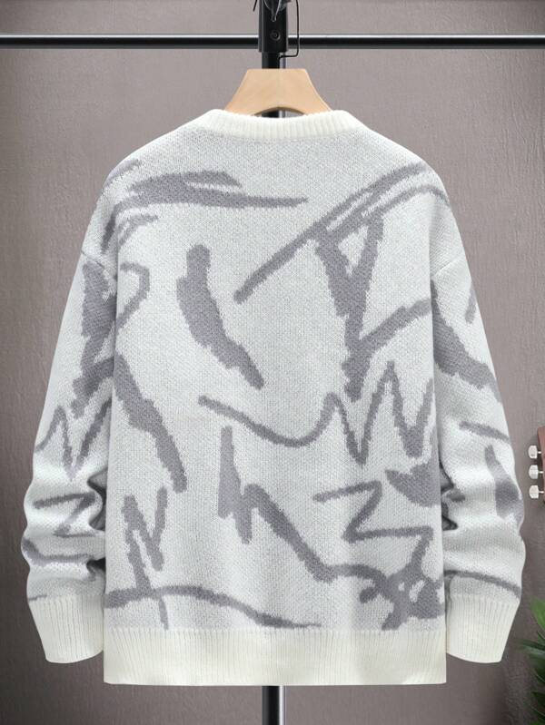 Men’s Graphic Print Sweater - Arvid-White-S-State of Style