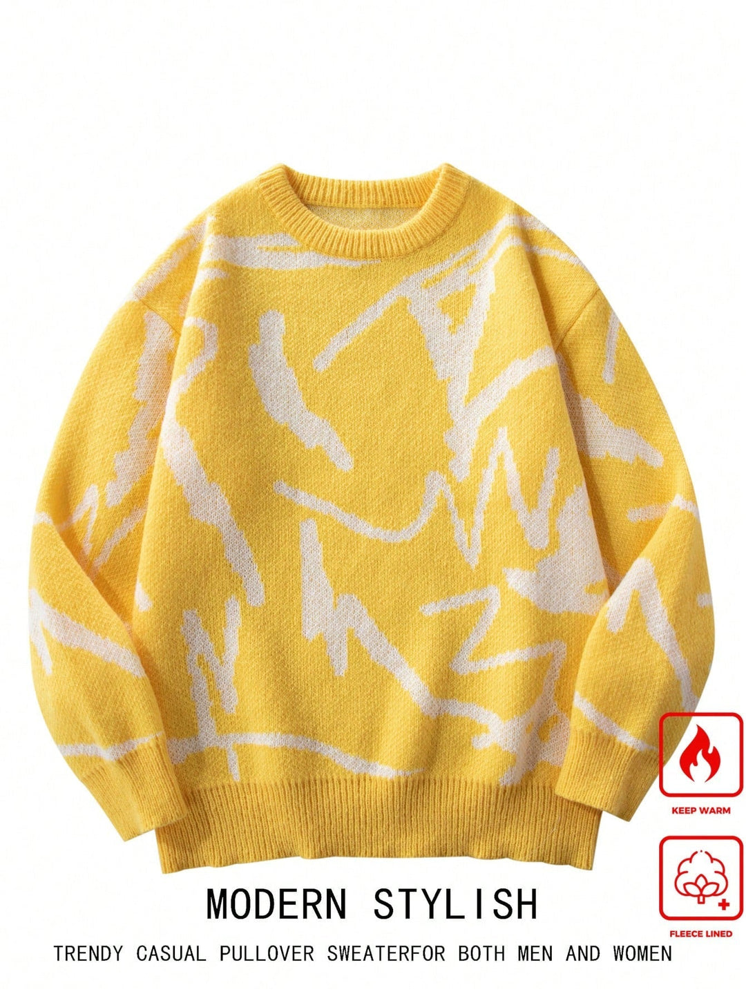 Men’s Graphic Print Sweater - Arvid-Yellow-S-State of Style
