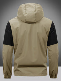 Men's Jacket with Zip, Hood, and Colour Block Design – Milan-Army Green-S-State of Style