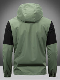 Men's Jacket with Zip, Hood, and Colour Block Design – Milan-Army Green-S-State of Style