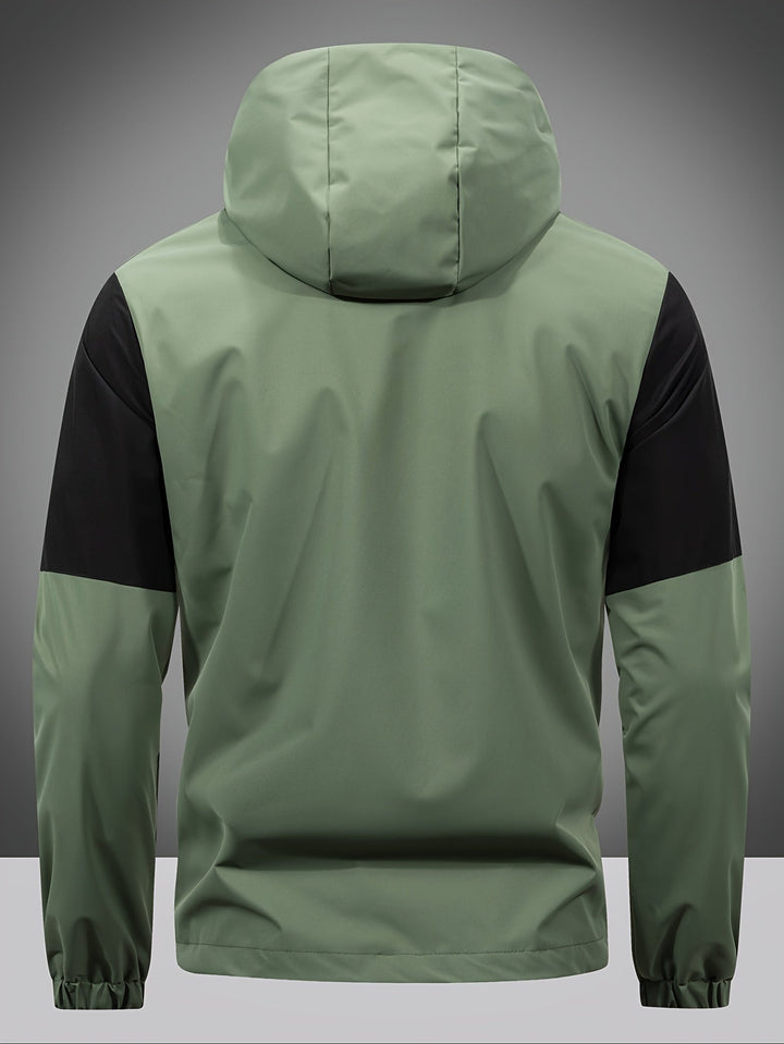 Men's Jacket with Zip, Hood, and Colour Block Design – Milan-Army Green-S-State of Style