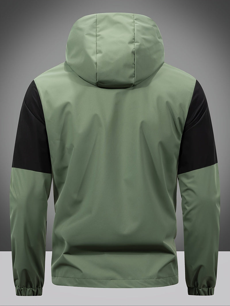 Men's Jacket with Zip, Hood, and Colour Block Design – Milan-Army Green-S-State of Style