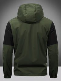 Men's Jacket with Zip, Hood, and Colour Block Design – Milan-Army Green-S-State of Style