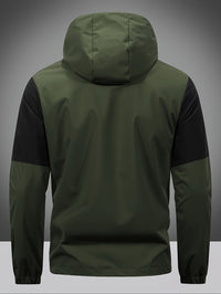 Men's Jacket with Zip, Hood, and Colour Block Design – Milan-Army Green-S-State of Style