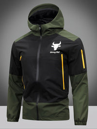 Men's Jacket with Zip, Hood, and Colour Block Design – Milan-Army Green-S-State of Style
