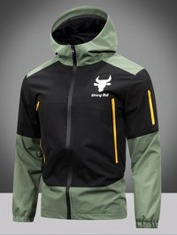 Men's Jacket with Zip, Hood, and Colour Block Design – Milan-Green-S-State of Style