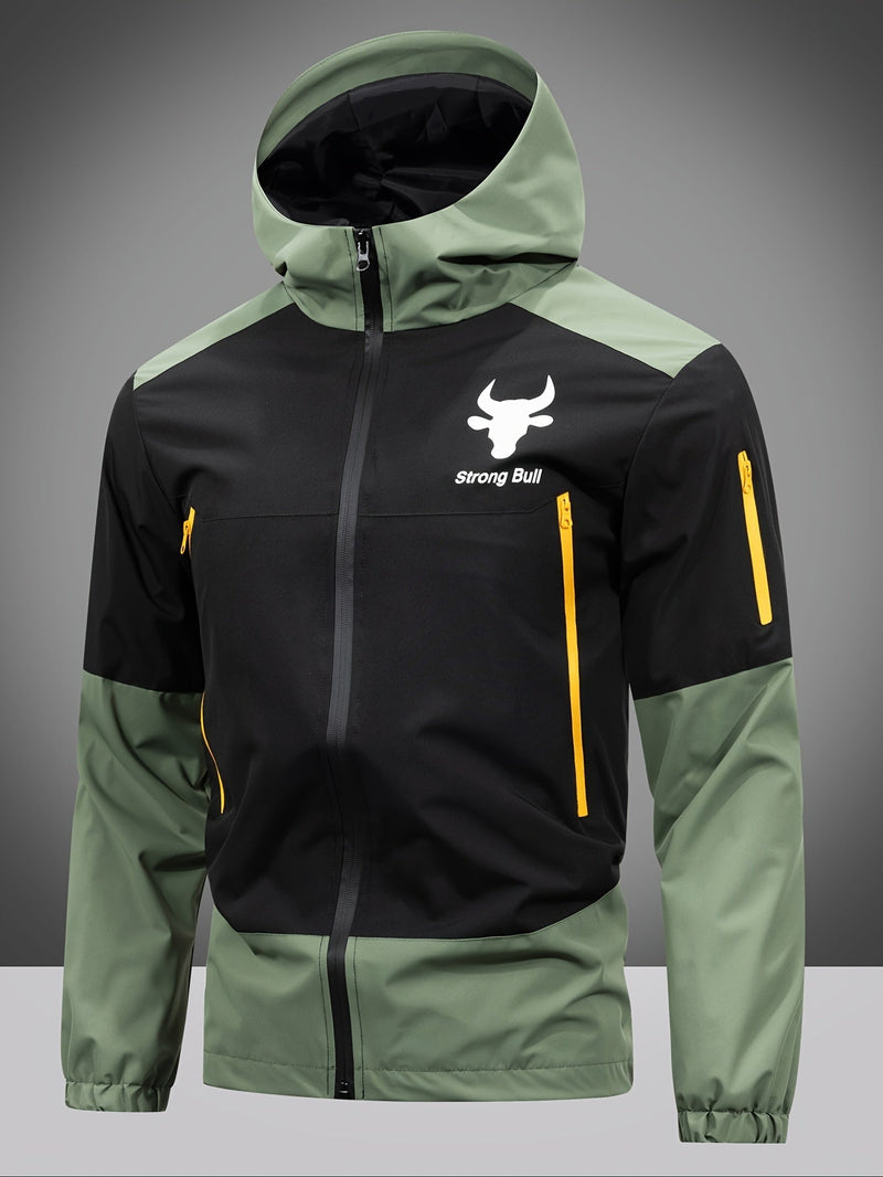 Men's Jacket with Zip, Hood, and Colour Block Design – Milan-Green-S-State of Style