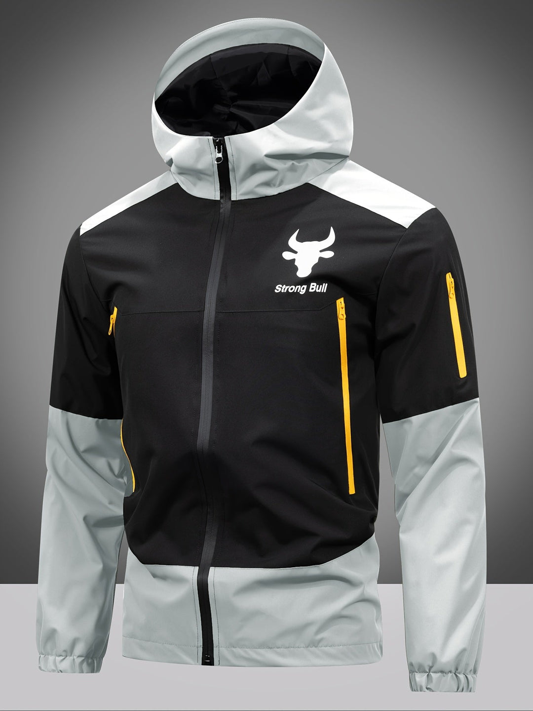 Men's Jacket with Zip, Hood, and Colour Block Design – Milan-Light Grey-S-State of Style
