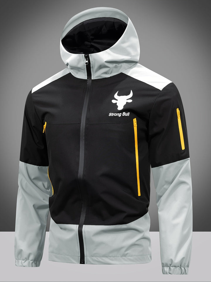 Men's Jacket with Zip, Hood, and Colour Block Design – Milan-Light Grey-S-State of Style