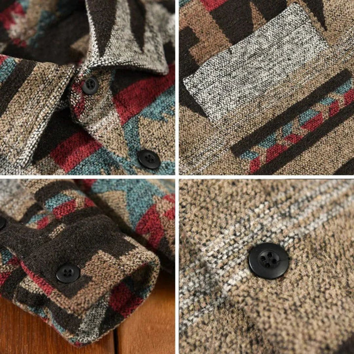 Men's Jacquard Flannel Shirt | Stylish & Comfortable-Rustic Brown-S-State of Style