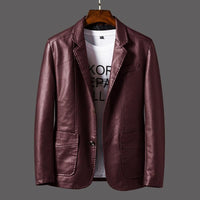 Men's Leather Blazer – Leonardo-Wine red-S-State of Style