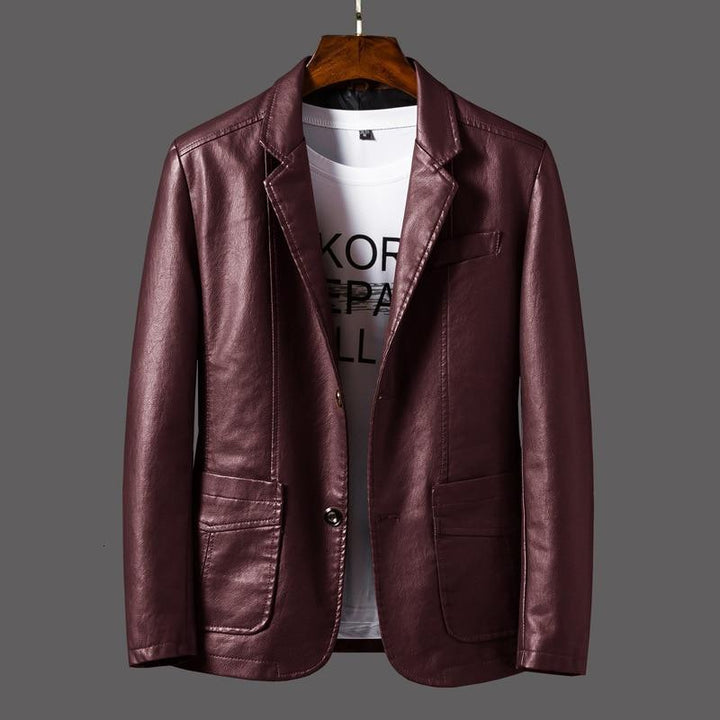 Men's Leather Blazer – Leonardo-Wine red-S-State of Style